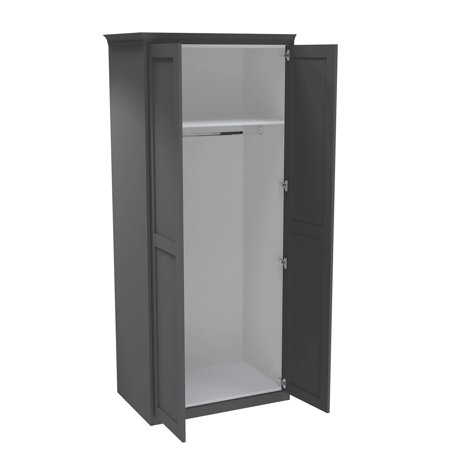 House Beautiful Realm Fitted Look Double Wardrobe, White Carcass - Carbon Grey Shaker Doors (W) 1001mm X (H) 2256mm 2 House Beautiful Realm Fitted Look Double Wardrobe, White Carcass - Carbon Grey Shaker Doors (W) 1001mm X (H) 2256mm - Image 2