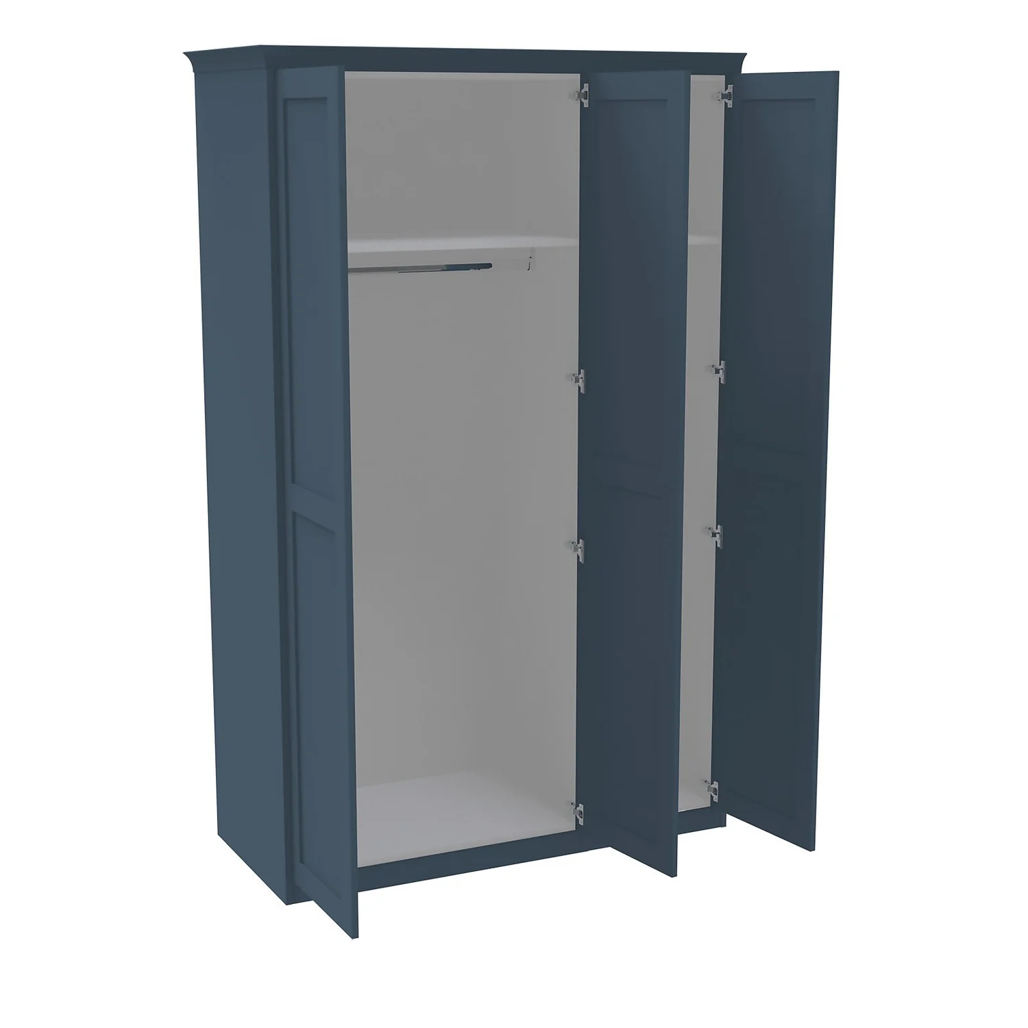 House Beautiful Realm Fitted Look Triple Wardrobe, White Carcass - Navy Blue Shaker Doors (W) 1451mm X (H) 2256mm 2 House Beautiful Realm Fitted Look Triple Wardrobe, White Carcass - Navy Blue Shaker Doors (W) 1451mm X (H) 2256mm - Image 2