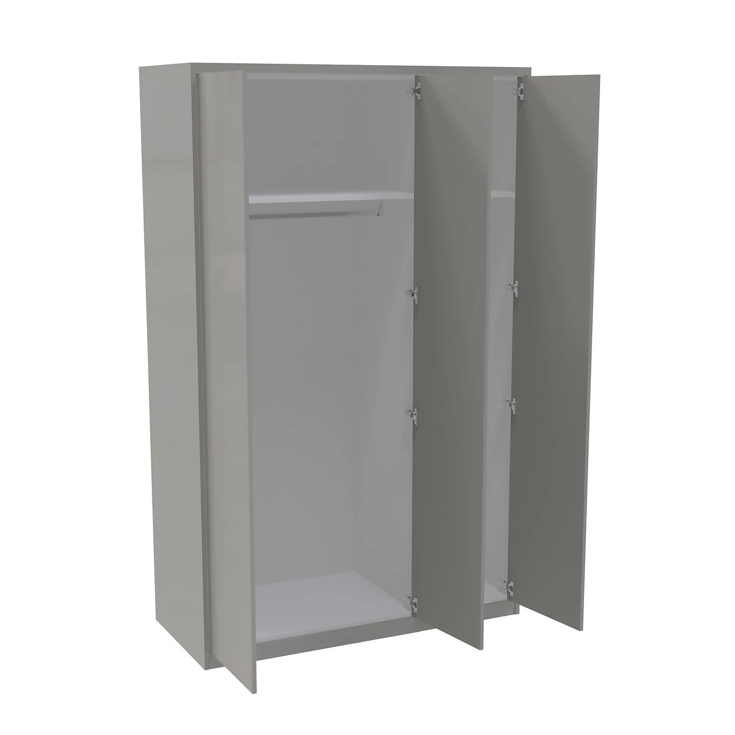House Beautiful Honest Fitted Look Triple Wardrobe, White Carcass - Gloss Grey Slab Doors (W) 1390mm X (H) 2226mm 2 House Beautiful Honest Fitted Look Triple Wardrobe, White Carcass - Gloss Grey Slab Doors (W) 1390mm X (H) 2226mm - Image 2