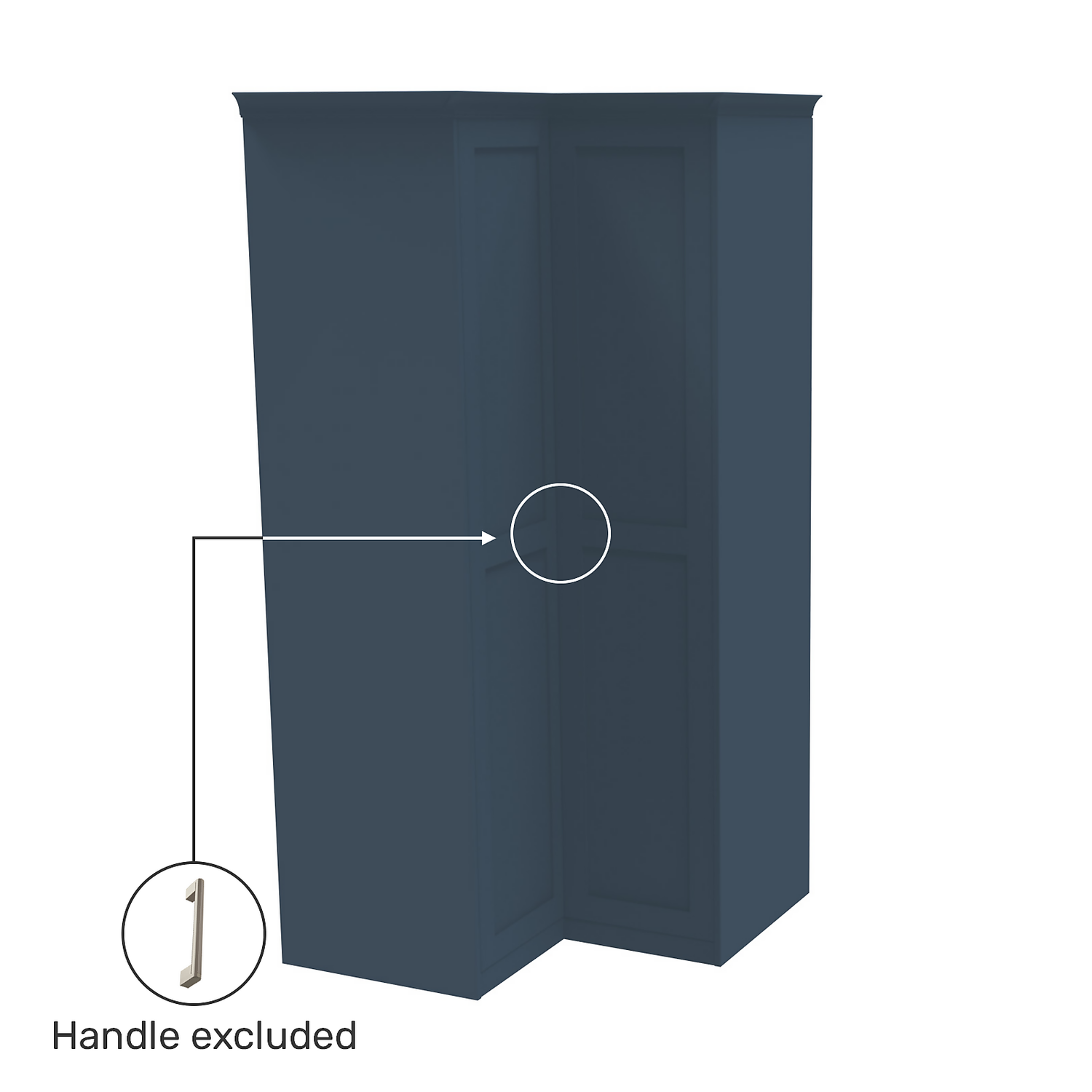 House Beautiful Realm Fitted Look Corner Wardrobe, White Carcass - Navy Blue Shaker Doors (W) 1103mm X (H) 2256mm 3 House Beautiful Realm Fitted Look Corner Wardrobe, White Carcass - Navy Blue Shaker Doors (W) 1103mm X (H) 2256mm - Image 3