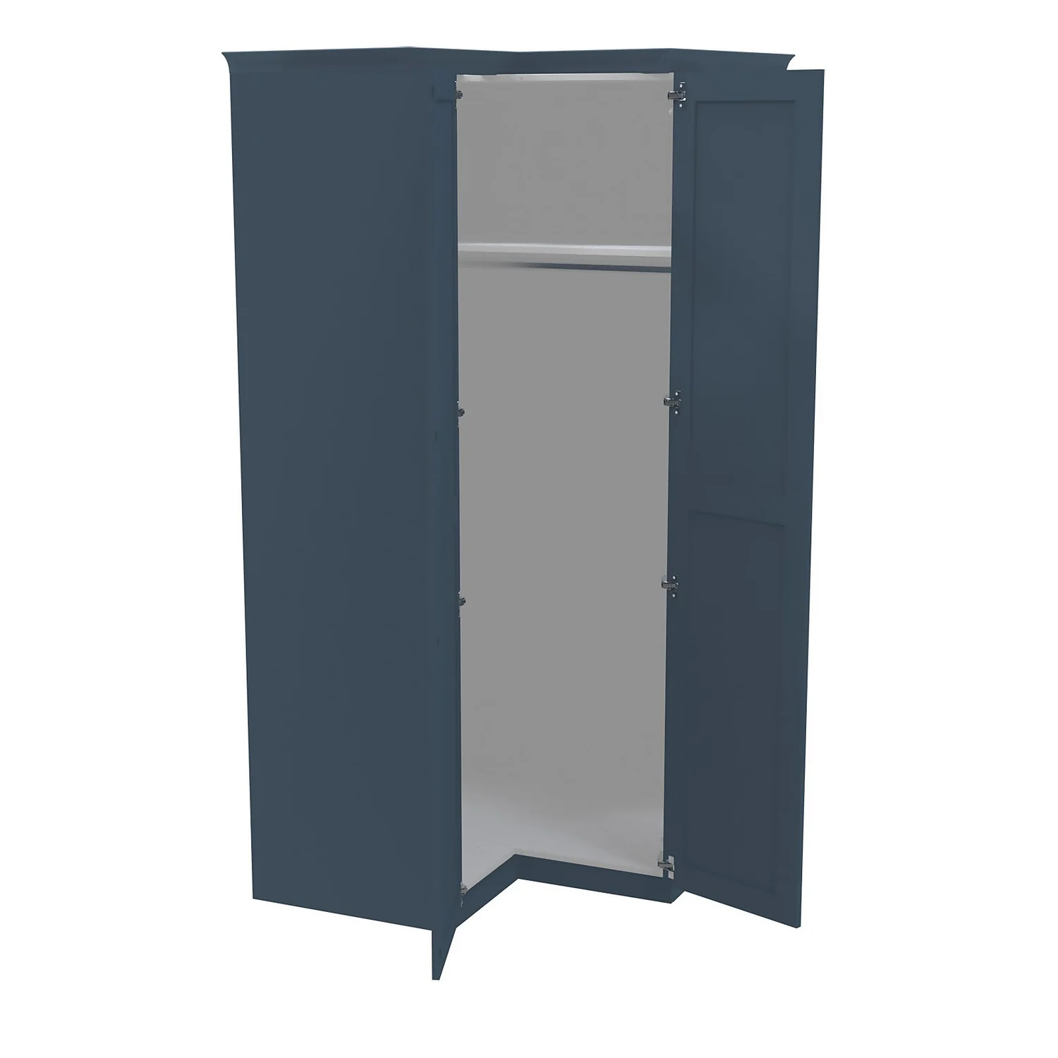 House Beautiful Realm Fitted Look Corner Wardrobe, White Carcass - Navy Blue Shaker Doors (W) 1103mm X (H) 2256mm 2 House Beautiful Realm Fitted Look Corner Wardrobe, White Carcass - Navy Blue Shaker Doors (W) 1103mm X (H) 2256mm - Image 2