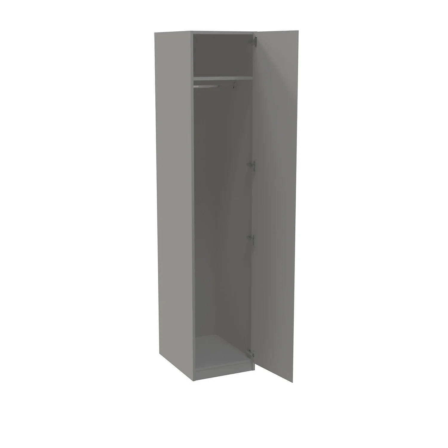 House Beautiful Escape Single Wardrobe, Grey Carcass - Gloss Grey Handleless Door (W) 450mm X (H) 2196mm 2 House Beautiful Escape Single Wardrobe, Grey Carcass - Gloss Grey Handleless Door (W) 450mm X (H) 2196mm - Image 2
