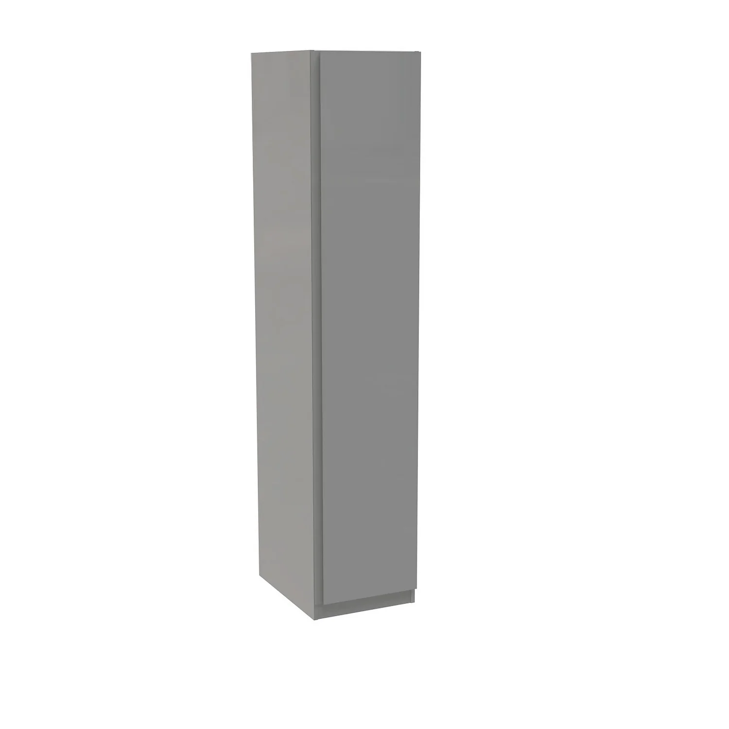 House Beautiful Escape Single Wardrobe, Grey Carcass - Gloss Grey Handleless Door (W) 450mm X (H) 2196mm 1 House Beautiful Escape Single Wardrobe, Grey Carcass - Gloss Grey Handleless Door (W) 450mm X (H) 2196mm