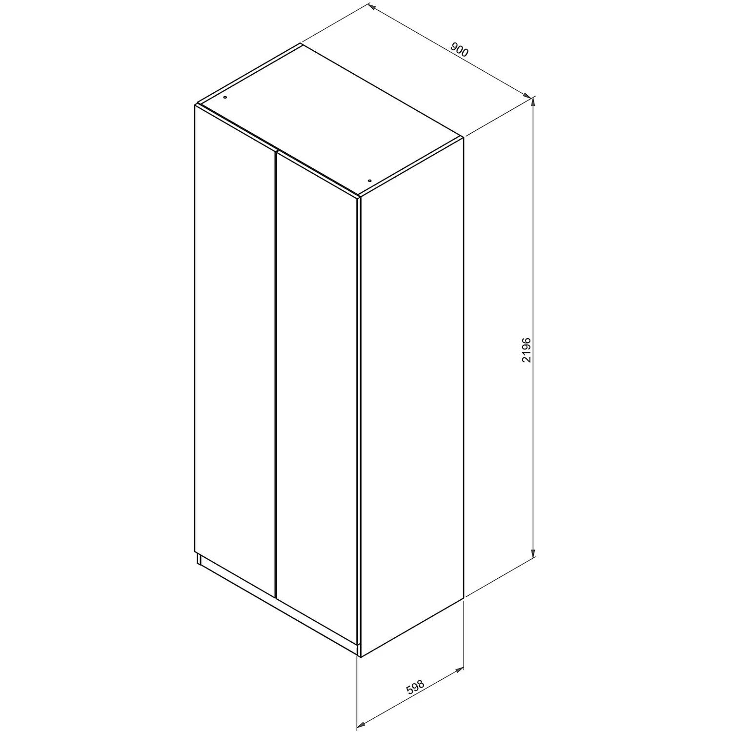 House Beautiful Escape Double Wardrobe, Grey Carcass - Gloss White Handleless Doors (W) 900mm X (H) 2196mm 4 House Beautiful Escape Double Wardrobe, Grey Carcass - Gloss White Handleless Doors (W) 900mm X (H) 2196mm - Image 4