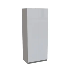 House Beautiful Honest Double Wardrobe, Grey Carcass - Gloss White Slab Doors (W) 900mm X (H) 2196mm