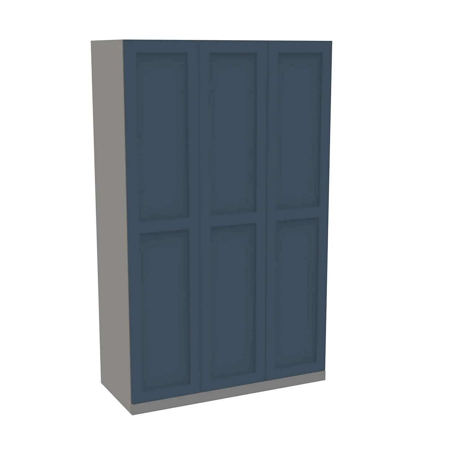 House Beautiful Realm Triple Wardrobe, Grey Carcass - Navy Blue Shaker Doors (W) 1350mm X (H) 2196mm 1 House Beautiful Realm Triple Wardrobe, Grey Carcass - Navy Blue Shaker Doors (W) 1350mm X (H) 2196mm