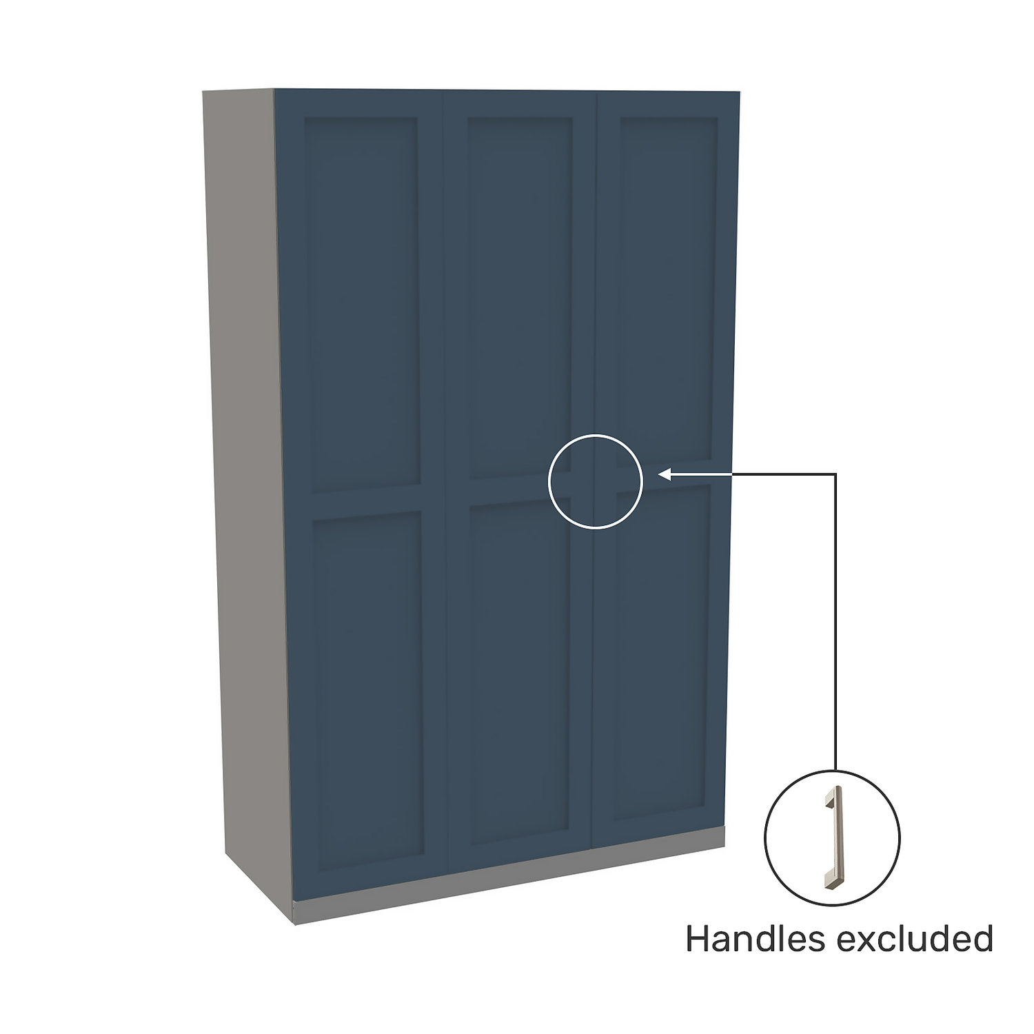 House Beautiful Realm Triple Wardrobe, Grey Carcass - Navy Blue Shaker Doors (W) 1350mm X (H) 2196mm 3 House Beautiful Realm Triple Wardrobe, Grey Carcass - Navy Blue Shaker Doors (W) 1350mm X (H) 2196mm - Image 3