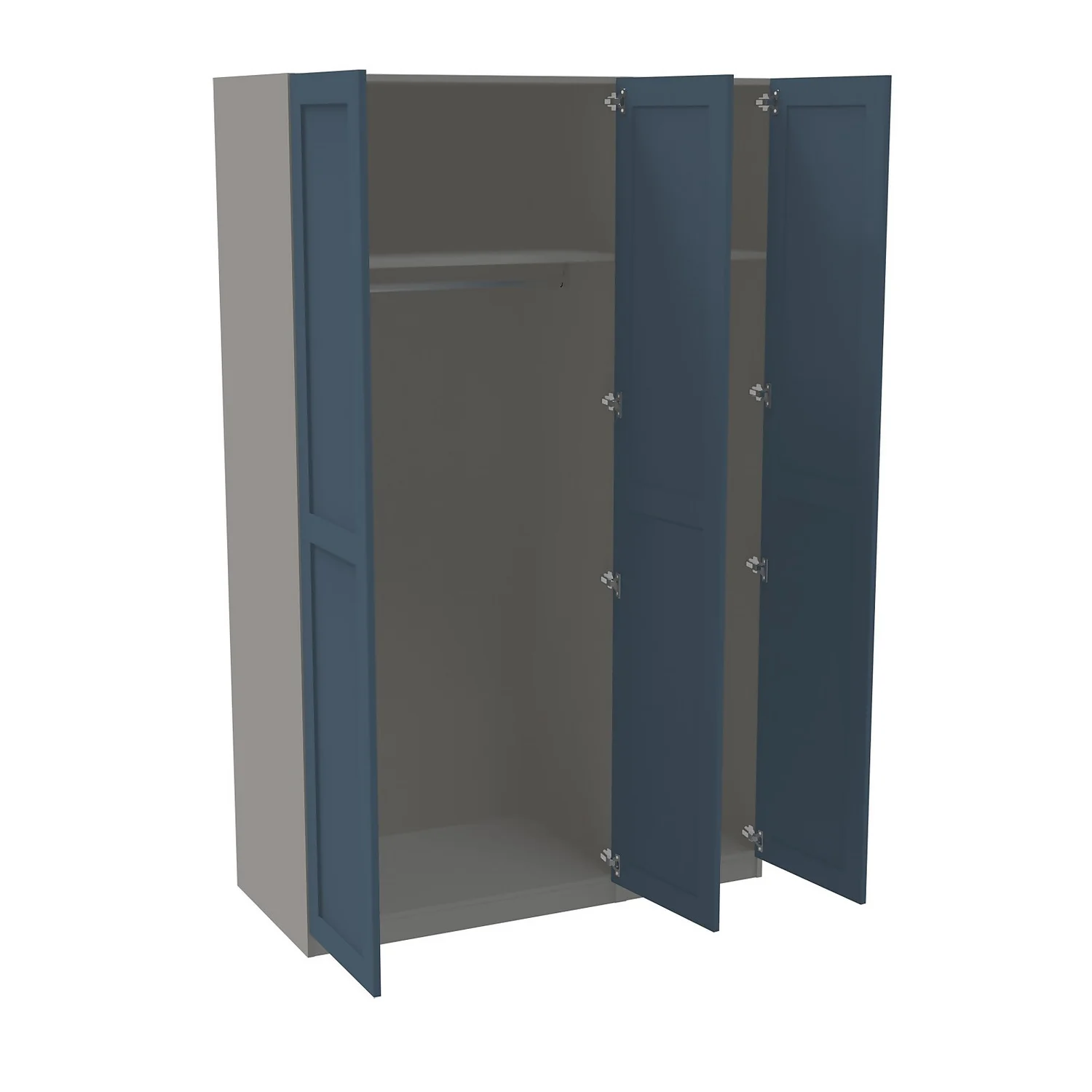 House Beautiful Realm Triple Wardrobe, Grey Carcass - Navy Blue Shaker Doors (W) 1350mm X (H) 2196mm 2 House Beautiful Realm Triple Wardrobe, Grey Carcass - Navy Blue Shaker Doors (W) 1350mm X (H) 2196mm - Image 2