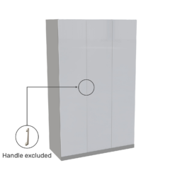 House Beautiful Honest Triple Wardrobe, Grey Carcass - Gloss White Slab Doors (W) 1350mm X (H) 2196mm -Curver Shop 13999932 1385005575052158