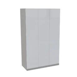 House Beautiful Honest Triple Wardrobe, Grey Carcass - Gloss White Slab Doors (W) 1350mm X (H) 2196mm