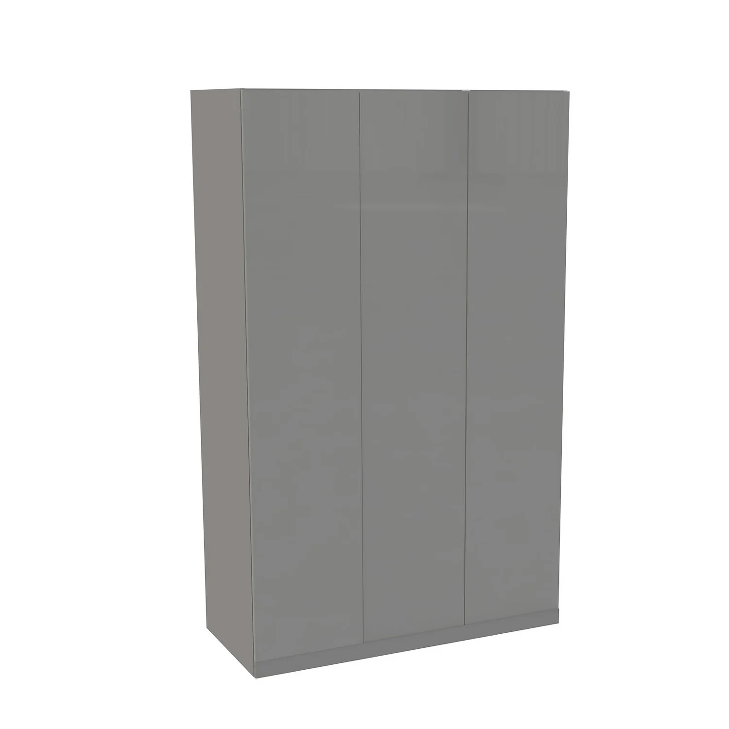 House Beautiful Honest Triple Wardrobe, Grey Carcass - Gloss Grey Slab Doors (W) 1350mm X (H) 2196mm 1 House Beautiful Honest Triple Wardrobe, Grey Carcass - Gloss Grey Slab Doors (W) 1350mm X (H) 2196mm