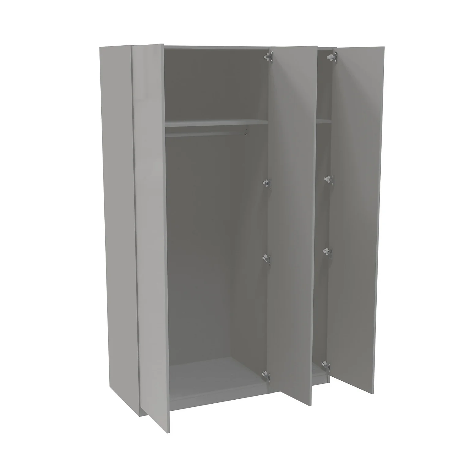 House Beautiful Honest Triple Wardrobe, Grey Carcass - Gloss Grey Slab Doors (W) 1350mm X (H) 2196mm 2 House Beautiful Honest Triple Wardrobe, Grey Carcass - Gloss Grey Slab Doors (W) 1350mm X (H) 2196mm - Image 2