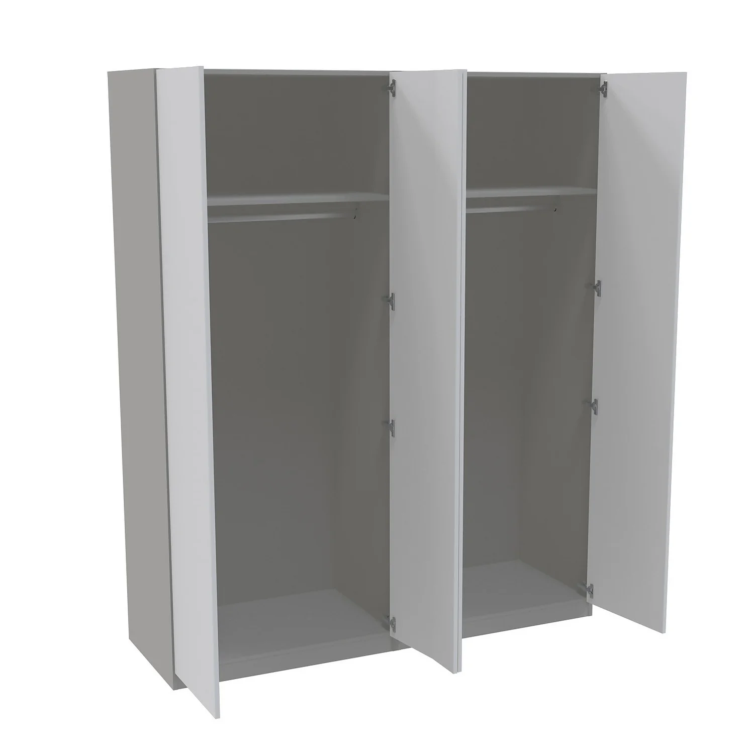 House Beautiful Honest Quad Wardrobe, Grey Carcass - Gloss White Slab Doors (W) 1800mm X (H) 2196mm 2 House Beautiful Honest Quad Wardrobe, Grey Carcass - Gloss White Slab Doors (W) 1800mm X (H) 2196mm - Image 2