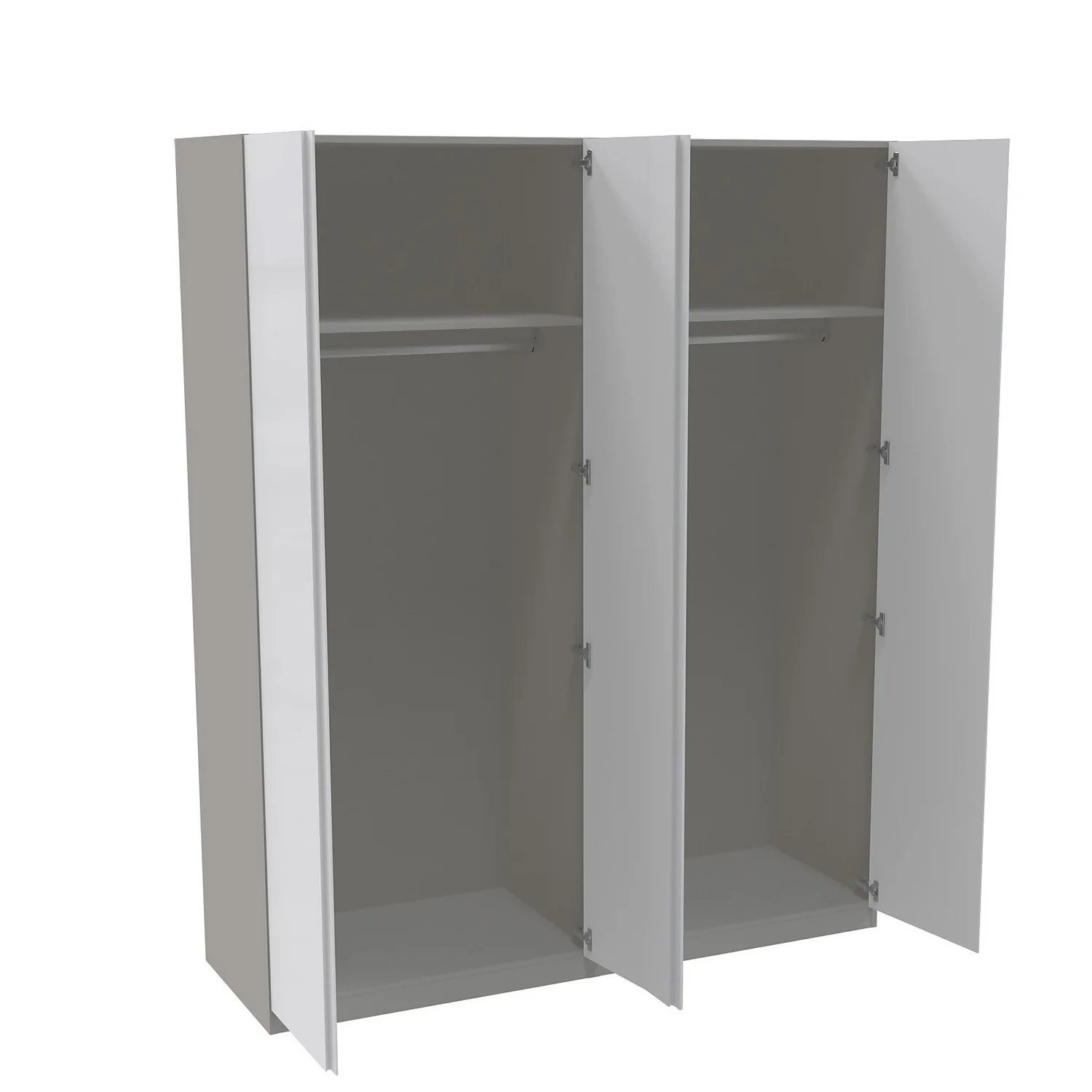 House Beautiful Escape Quad Wardrobe, Grey Carcass - Gloss White Handleless Doors (W) 1800mm X (H) 2196mm 2 House Beautiful Escape Quad Wardrobe, Grey Carcass - Gloss White Handleless Doors (W) 1800mm X (H) 2196mm - Image 2