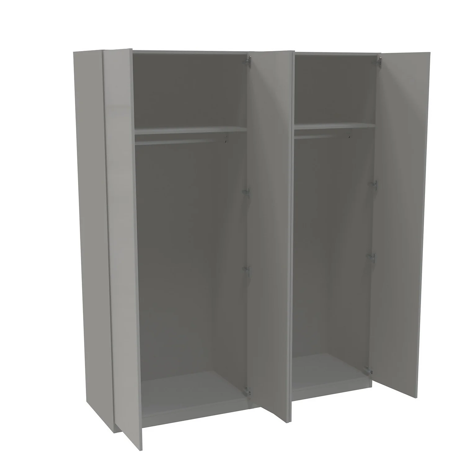 House Beautiful Honest Quad Wardrobe, Grey Carcass - Gloss Grey Slab Doors (W) 1800mm X (H) 2196mm 2 House Beautiful Honest Quad Wardrobe, Grey Carcass - Gloss Grey Slab Doors (W) 1800mm X (H) 2196mm - Image 2