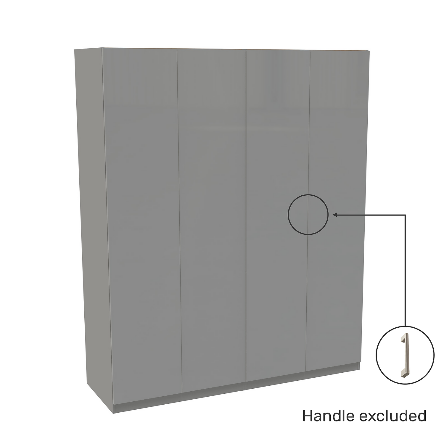 House Beautiful Honest Quad Wardrobe, Grey Carcass - Gloss Grey Slab Doors (W) 1800mm X (H) 2196mm 3 House Beautiful Honest Quad Wardrobe, Grey Carcass - Gloss Grey Slab Doors (W) 1800mm X (H) 2196mm - Image 3