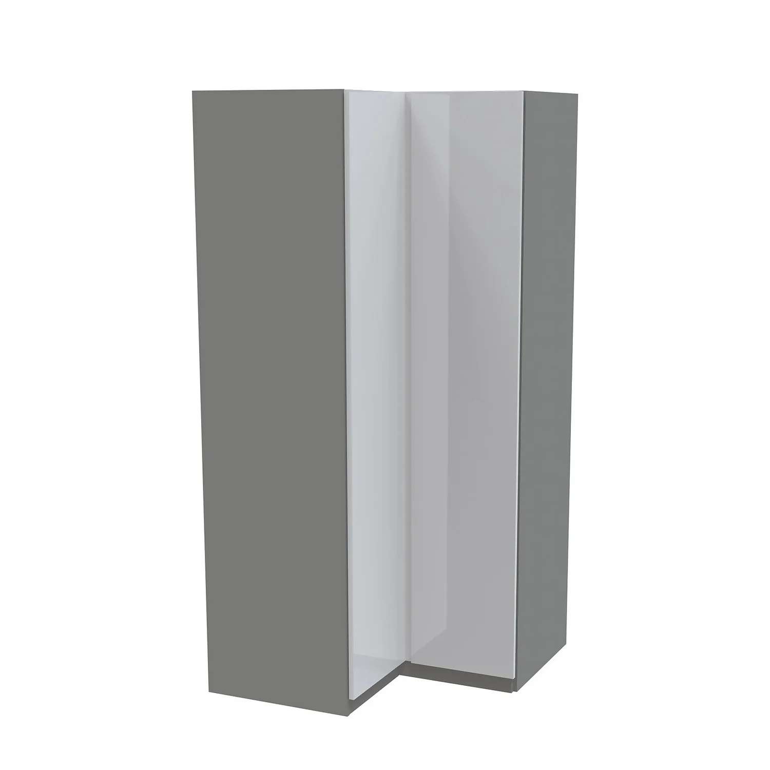 House Beautiful Escape Corner Wardrobe, Grey Carcass - Gloss White Handleless Doors (W) 1053mm X (H) 2196mm 1 House Beautiful Escape Corner Wardrobe, Grey Carcass - Gloss White Handleless Doors (W) 1053mm X (H) 2196mm