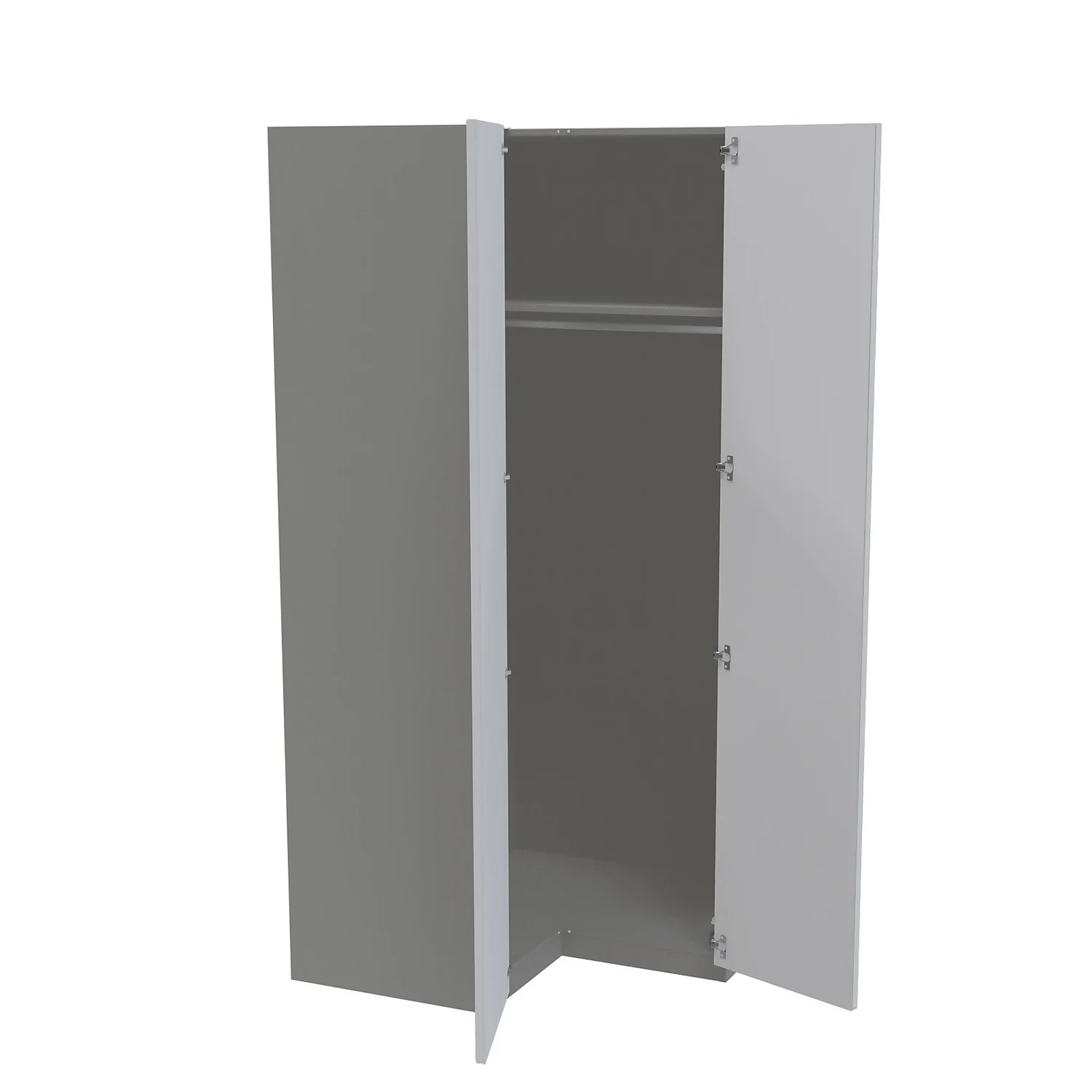 House Beautiful Escape Corner Wardrobe, Grey Carcass - Gloss White Handleless Doors (W) 1053mm X (H) 2196mm 2 House Beautiful Escape Corner Wardrobe, Grey Carcass - Gloss White Handleless Doors (W) 1053mm X (H) 2196mm - Image 2