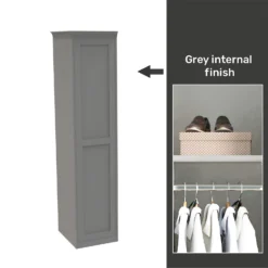 House Beautiful Realm Fitted Look Single Wardrobe, Grey Carcass - Grey Shaker Door (W) 551mm X (H) 2256mm