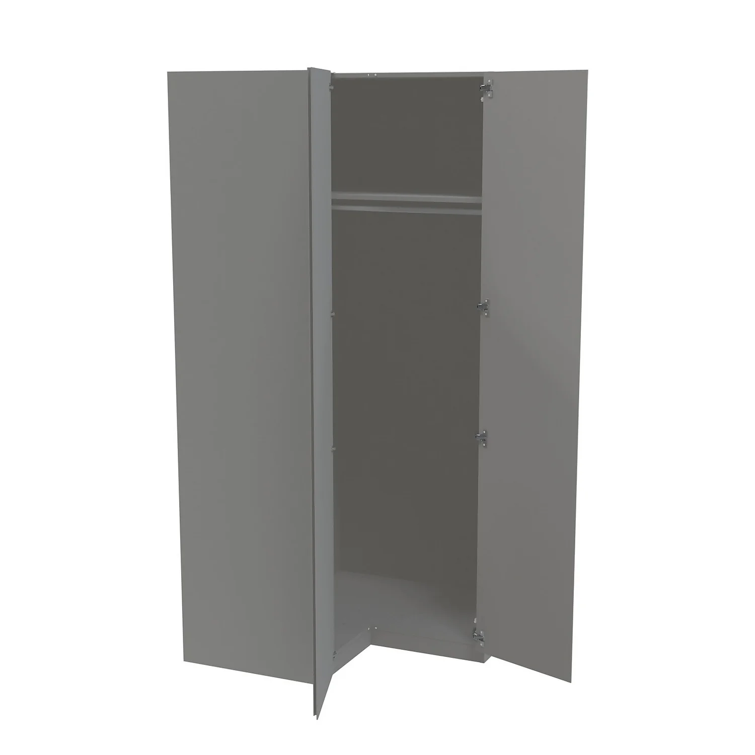 House Beautiful Escape Corner Wardrobe, Grey Carcass - Gloss Grey Handleless Doors (W) 1053mm X (H) 2196mm 2 House Beautiful Escape Corner Wardrobe, Grey Carcass - Gloss Grey Handleless Doors (W) 1053mm X (H) 2196mm - Image 2