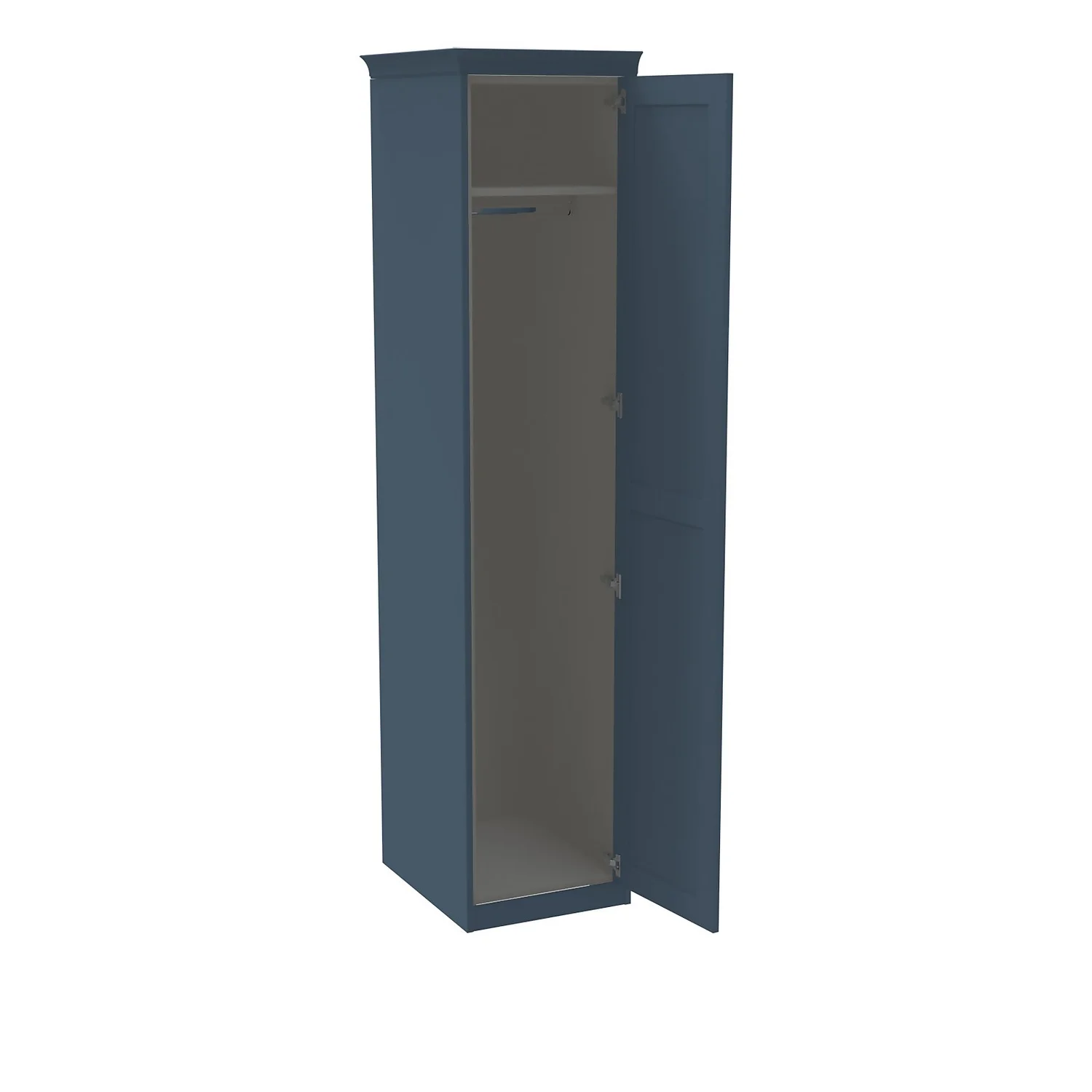 House Beautiful Realm Fitted Look Single Wardrobe, Grey Carcass - Navy Blue Shaker Door (W) 551mm X (H) 2256mm 2 House Beautiful Realm Fitted Look Single Wardrobe, Grey Carcass - Navy Blue Shaker Door (W) 551mm X (H) 2256mm - Image 2
