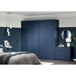 House Beautiful Realm Fitted Look Double Wardrobe, Grey Carcass - Navy Blue Shaker Doors (W) 1001mm X (H) 2256mm -Curver Shop 13999961 8675005578054189
