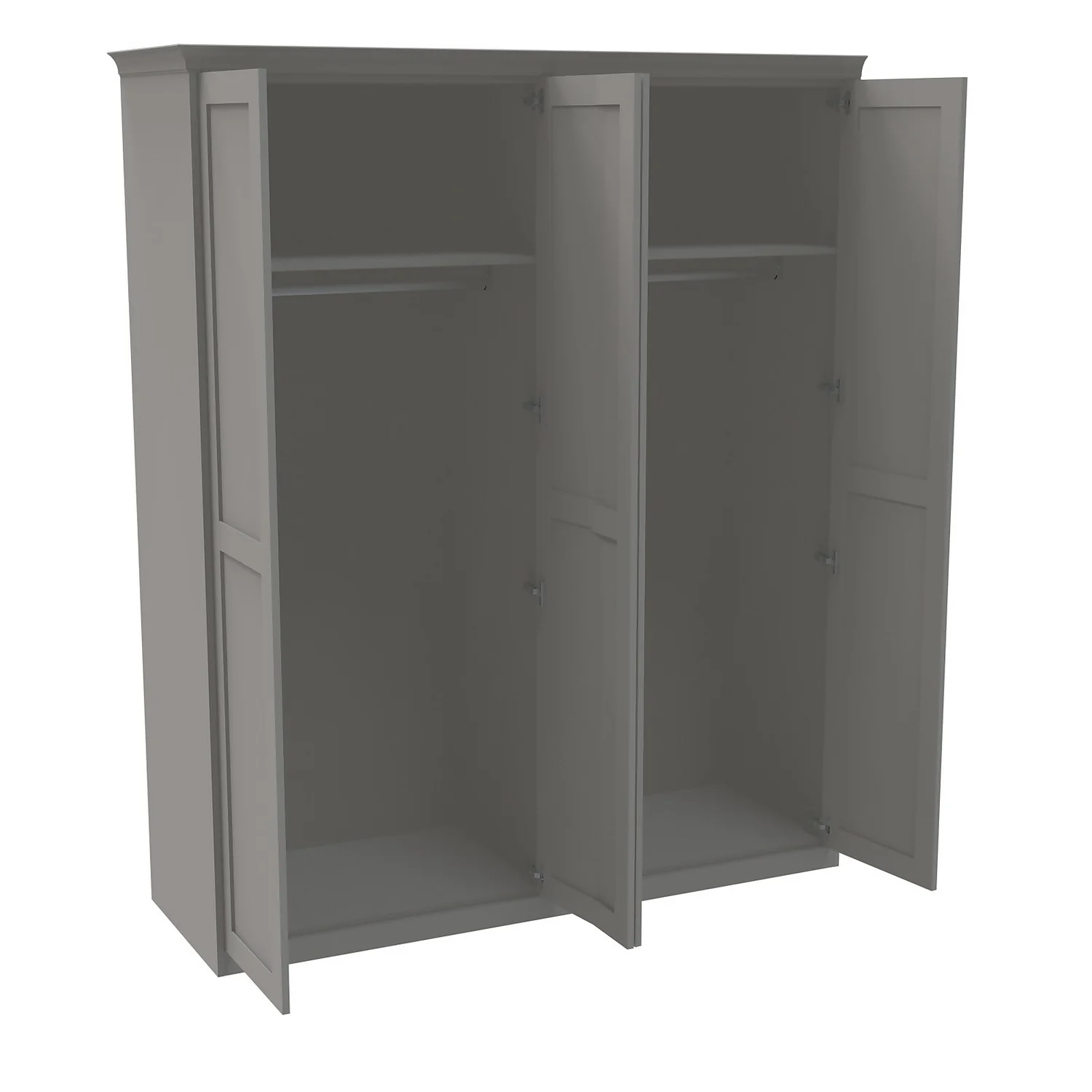 House Beautiful Realm Fitted Look Quad Wardrobe, Grey Carcass - Grey Shaker Doors (W) 1901mm X (H) 2256mm 2 House Beautiful Realm Fitted Look Quad Wardrobe, Grey Carcass - Grey Shaker Doors (W) 1901mm X (H) 2256mm - Image 2