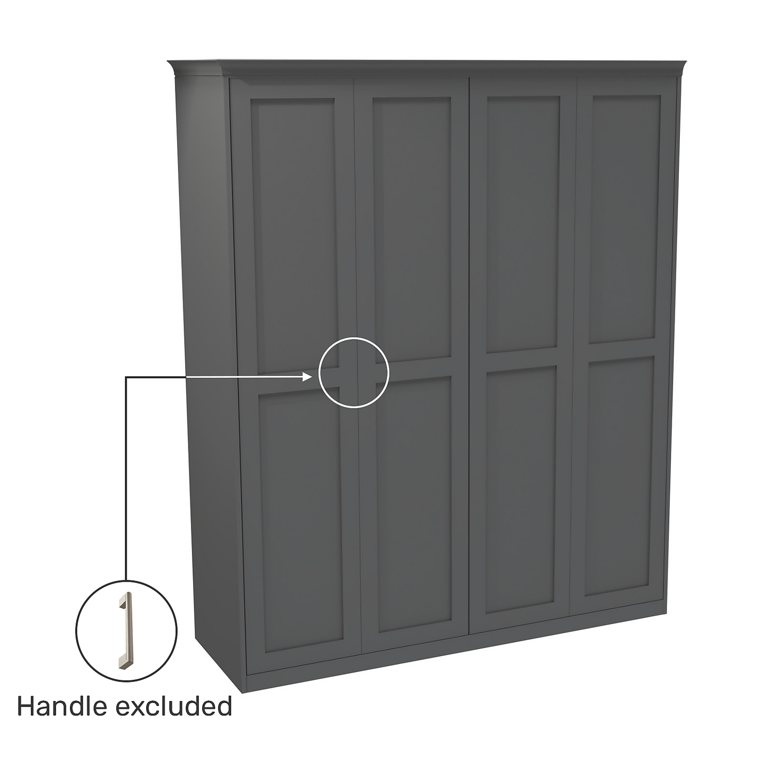 House Beautiful Realm Fitted Look Quad Wardrobe, Grey Carcass - Carbon Grey Shaker Doors (W) 1901mm X (H) 2256mm 3 House Beautiful Realm Fitted Look Quad Wardrobe, Grey Carcass - Carbon Grey Shaker Doors (W) 1901mm X (H) 2256mm - Image 3