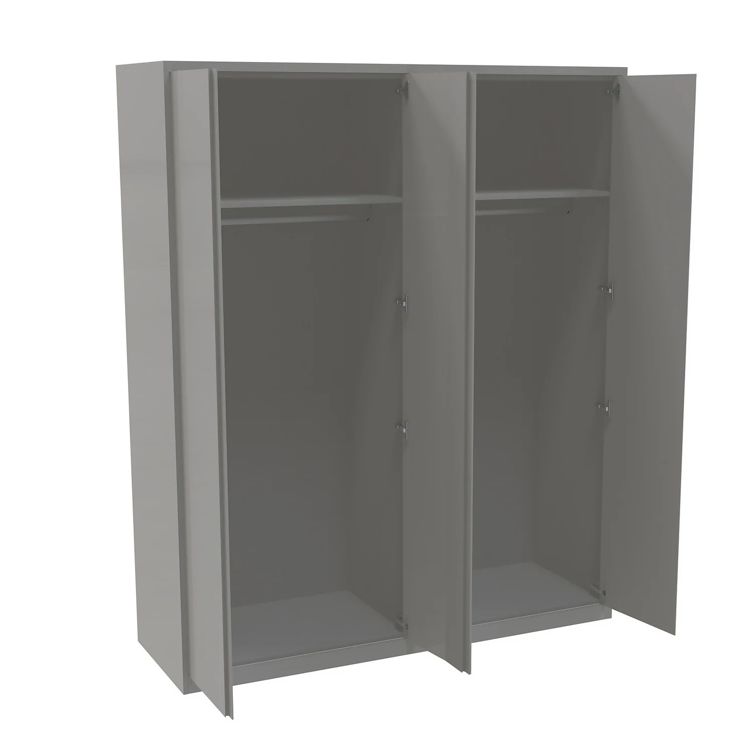 House Beautiful Escape Fitted Look Quad Wardrobe, Grey Carcass - Gloss Grey Handleless Doors (W) 1840mm X (H) 2226mm 2 House Beautiful Escape Fitted Look Quad Wardrobe, Grey Carcass - Gloss Grey Handleless Doors (W) 1840mm X (H) 2226mm - Image 2