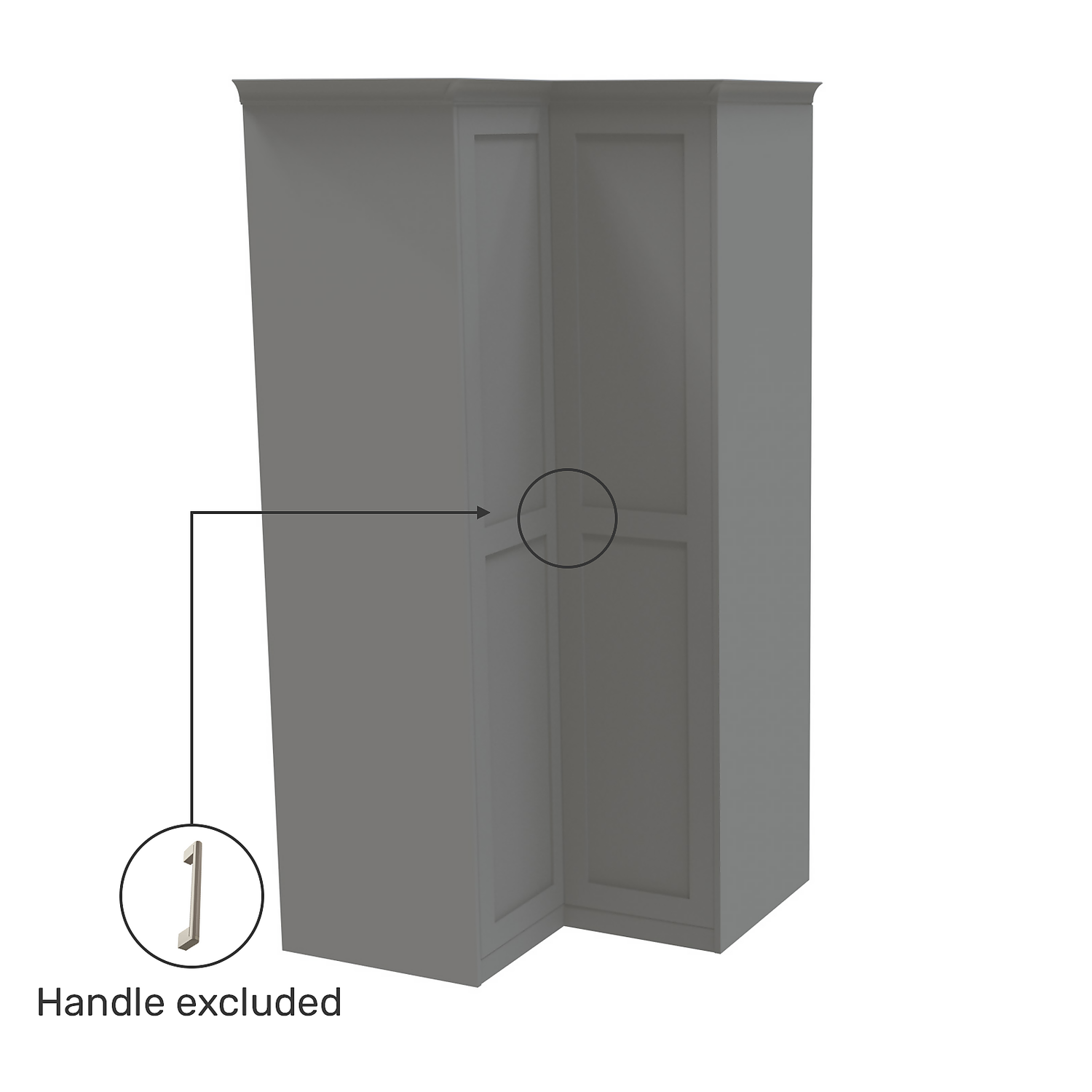 House Beautiful Realm Fitted Look Corner Wardrobe, Grey Carcass - Grey Shaker Doors (W) 1103mm X (H) 2256mm 3 House Beautiful Realm Fitted Look Corner Wardrobe, Grey Carcass - Grey Shaker Doors (W) 1103mm X (H) 2256mm - Image 3