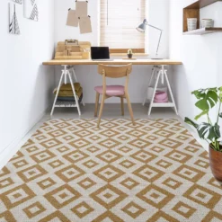 Recycled Cotton Geometric Rug - Ochre - 100x150cm 9 Recycled Cotton Geometric Rug - Ochre - 100x150cm -Curver Shop 14015868 6805006088943170