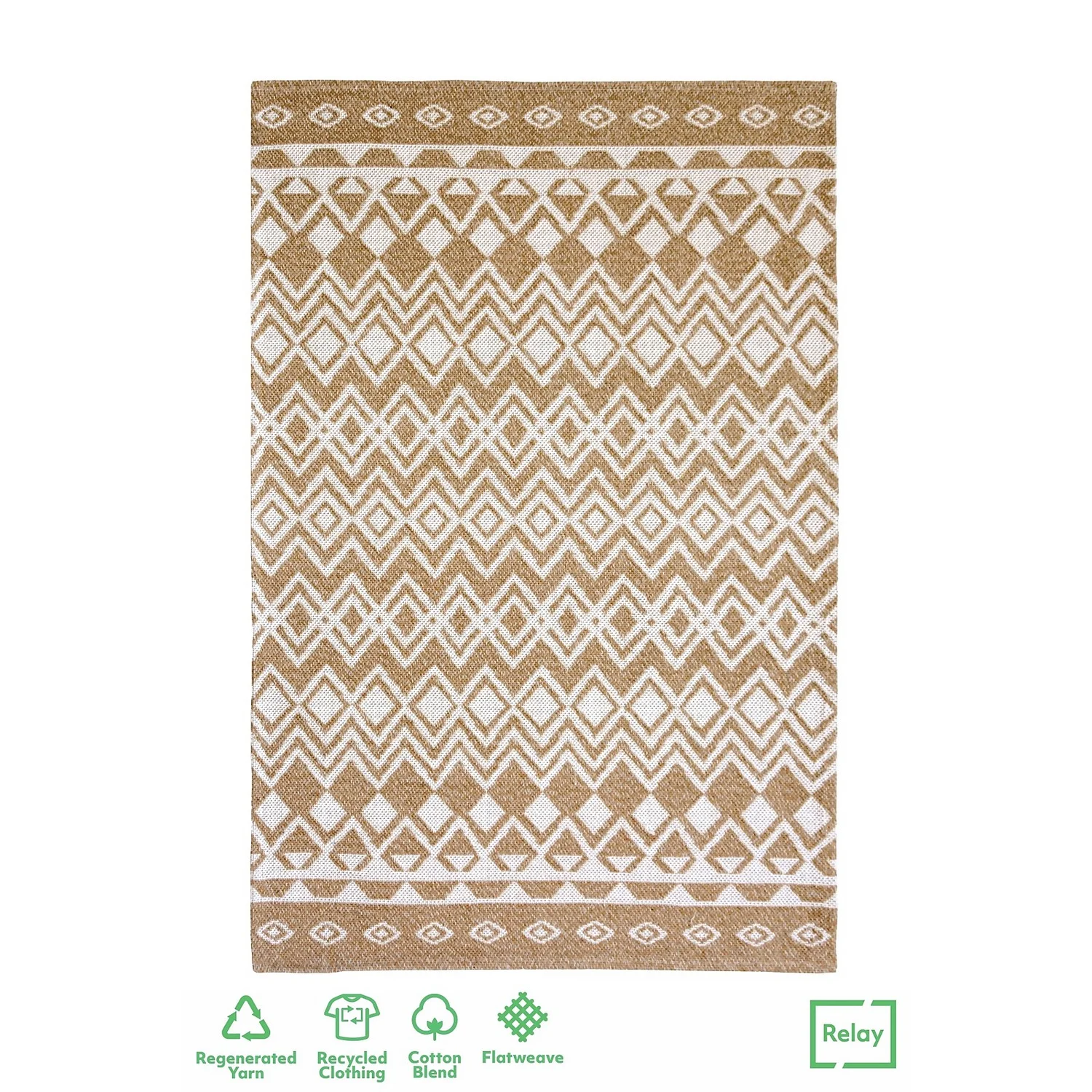 Recycled Cotton Tribal Rug - Ochre - 100x150cm 1 Recycled Cotton Tribal Rug - Ochre - 100x150cm