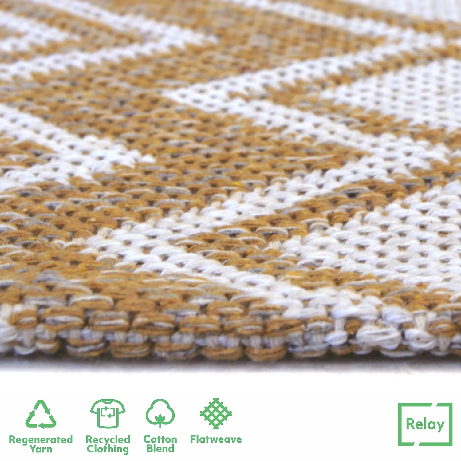 Recycled Cotton Tribal Rug - Ochre - 100x150cm 4 Recycled Cotton Tribal Rug - Ochre - 100x150cm - Image 4