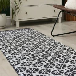 Recycled Cotton Starburst Rug - Monochrome - 60x180cm -Curver Shop 14015880 5025006088464412