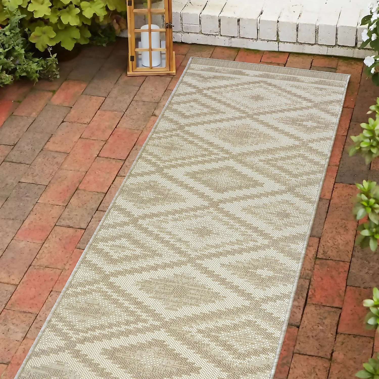 Recycled Diamond Rug - Natural - 60x230cm 2 Recycled Diamond Rug - Natural - 60x230cm - Image 2