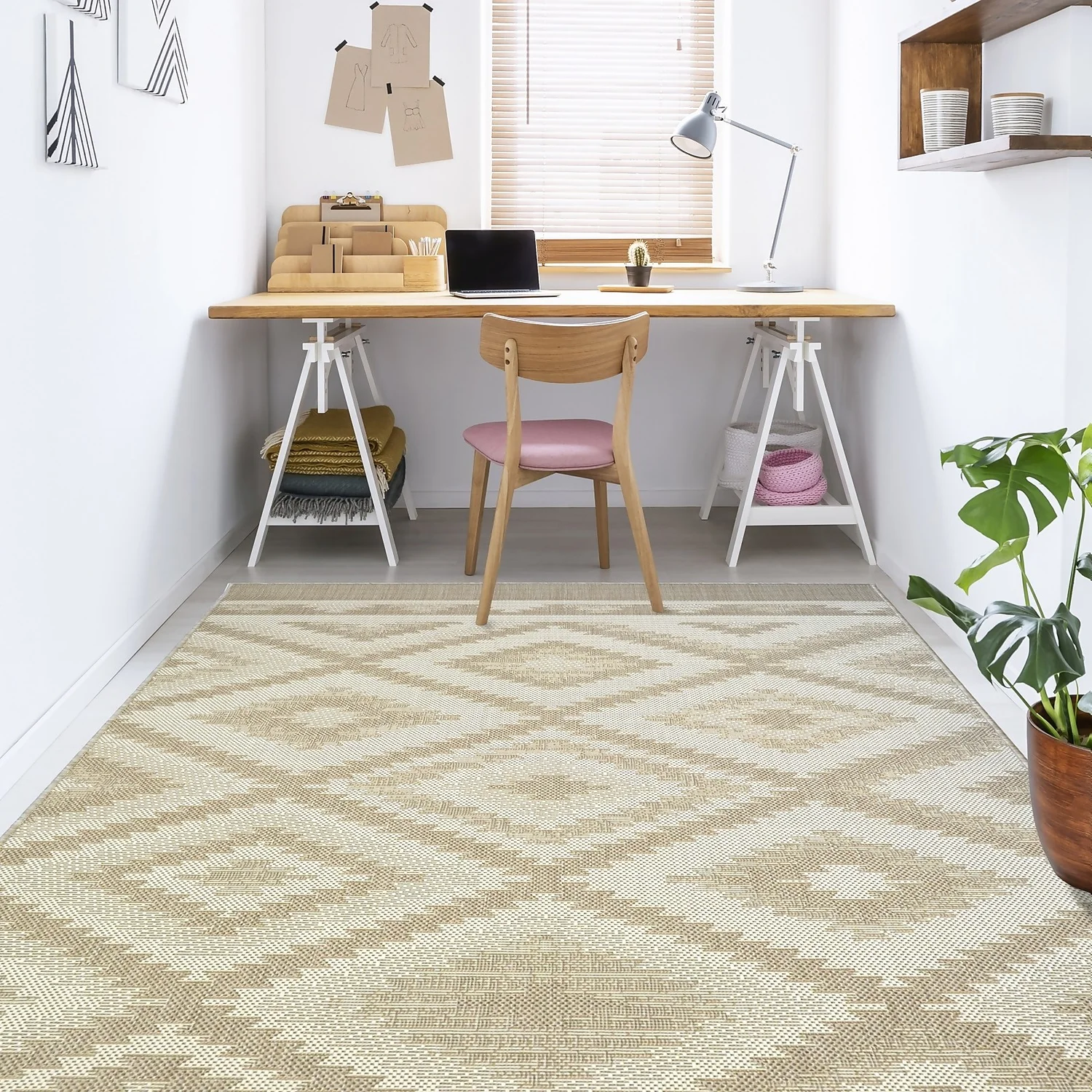 Recycled Diamond Rug - Natural - 200x290cm 2 Recycled Diamond Rug - Natural - 200x290cm - Image 2