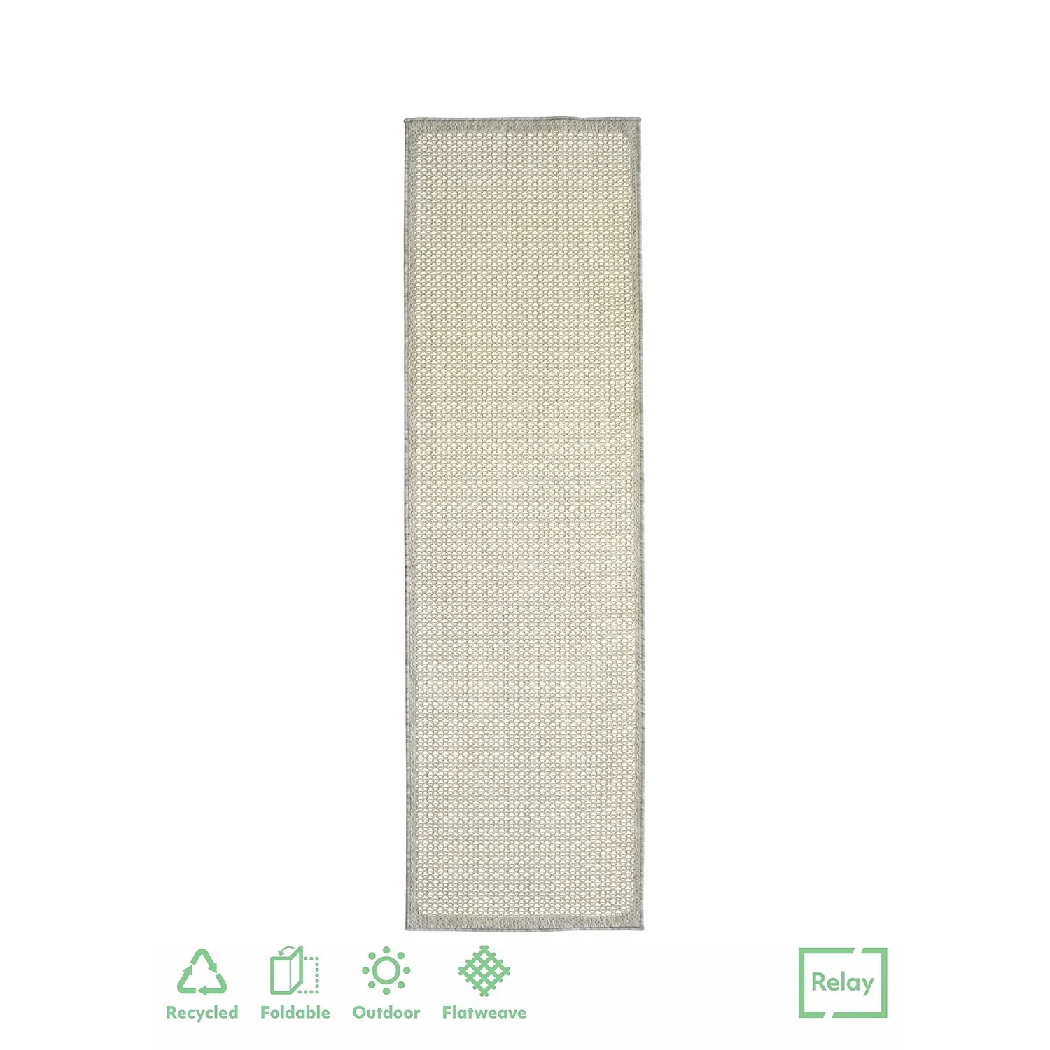 Relay Recycled Indoor/Outdoor Rug - Grey Border - 60x230cm 1 Relay Recycled Indoor/Outdoor Rug - Grey Border - 60x230cm