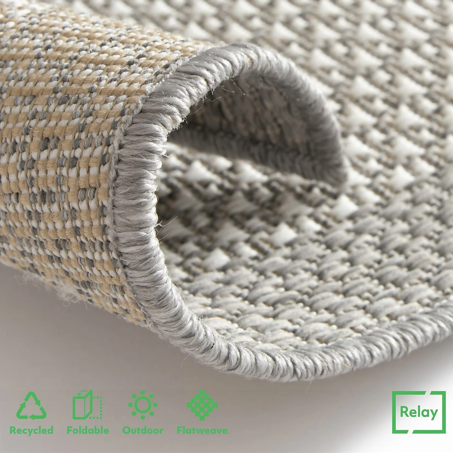 Relay Recycled Indoor/Outdoor Rug - Grey Border - 60x230cm 4 Relay Recycled Indoor/Outdoor Rug - Grey Border - 60x230cm - Image 4