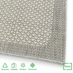 Relay Recycled Indoor/Outdoor Rug - Grey Border - 60x230cm 10 Relay Recycled Indoor/Outdoor Rug - Grey Border - 60x230cm -Curver Shop 14015902 1875006089083015