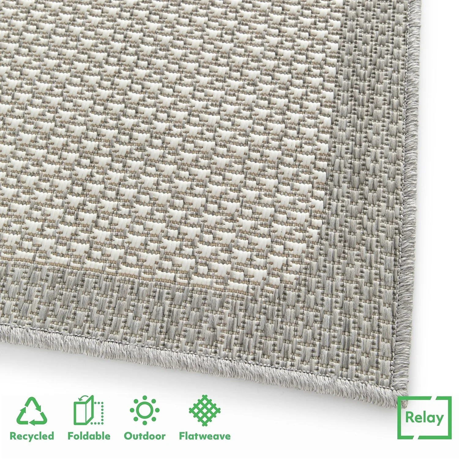 Relay Recycled Indoor/Outdoor Rug - Grey Border - 60x230cm 5 Relay Recycled Indoor/Outdoor Rug - Grey Border - 60x230cm - Image 5