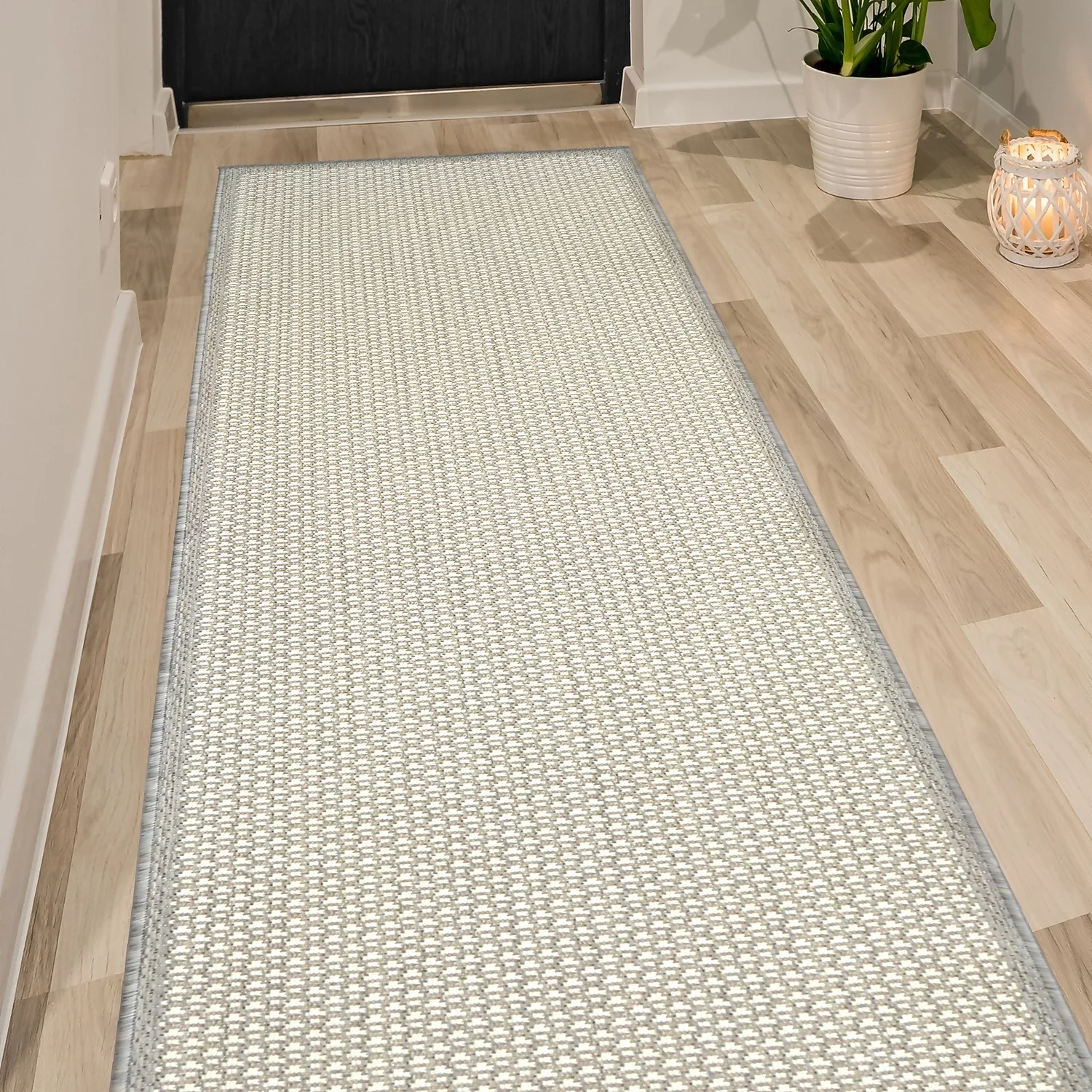 Relay Recycled Indoor/Outdoor Rug - Grey Border - 60x230cm 2 Relay Recycled Indoor/Outdoor Rug - Grey Border - 60x230cm - Image 2