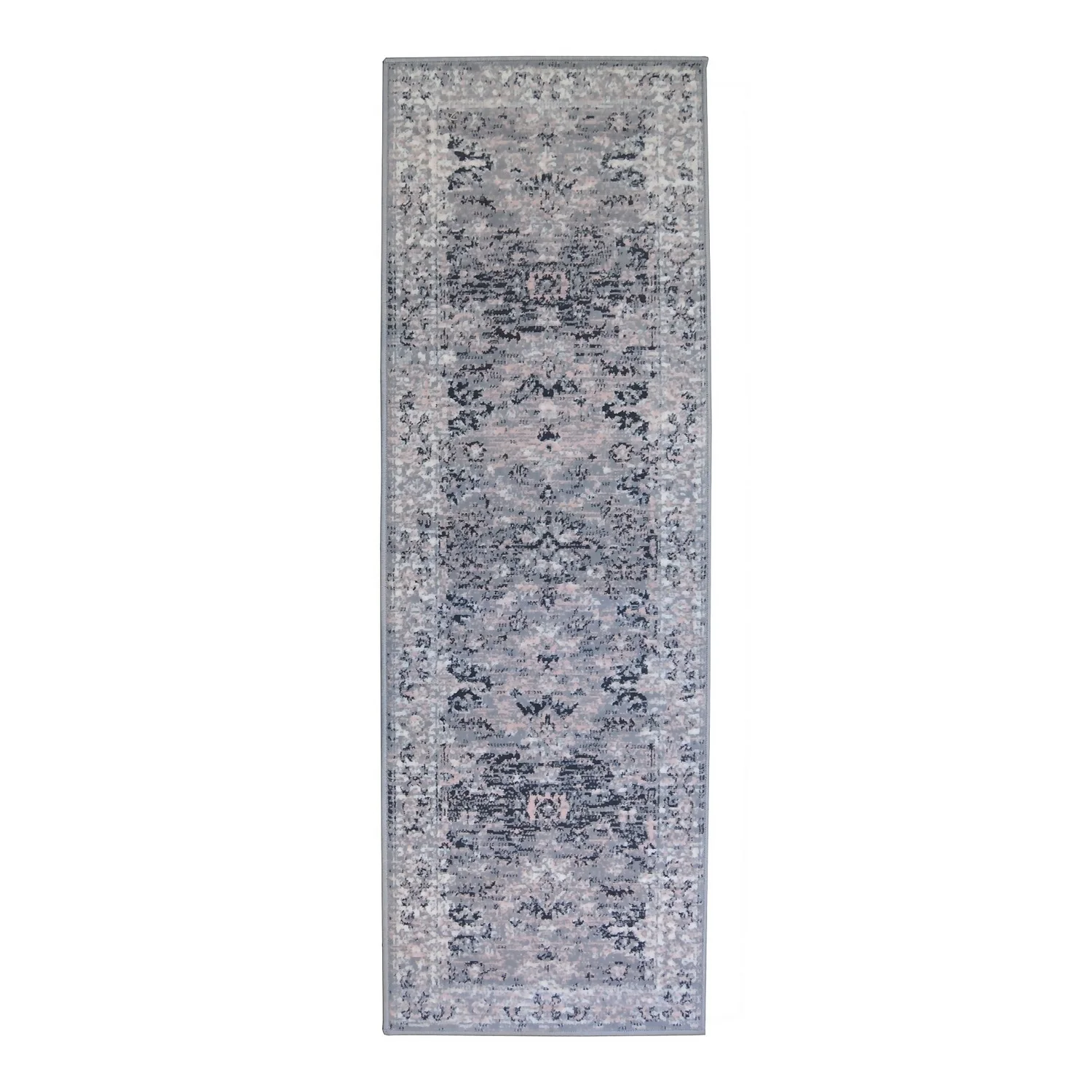 Traditional Runner - Grey & Pink - 67x200cm 1 Traditional Runner - Grey & Pink - 67x200cm
