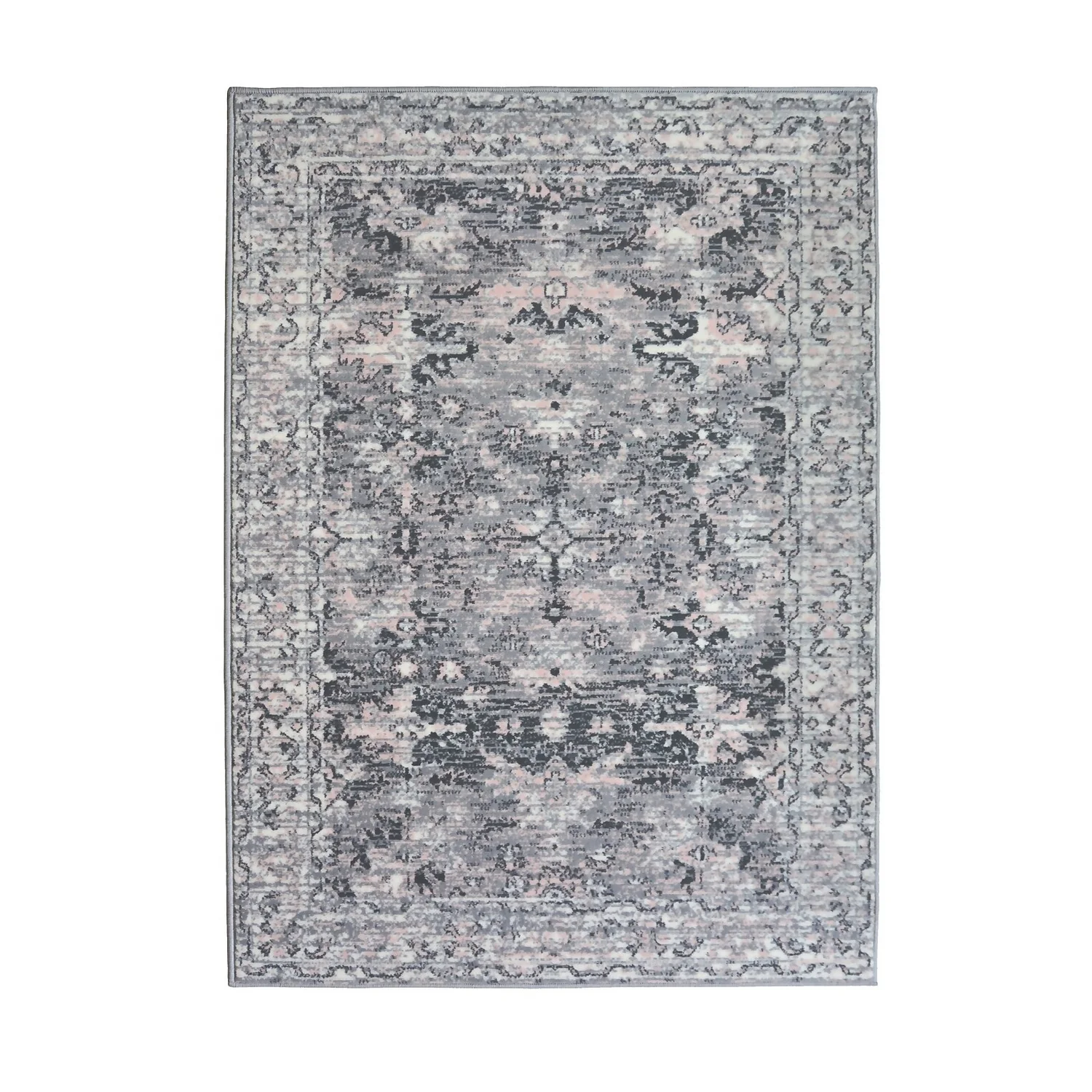 Traditional Rug - Grey & Pink - 120x170cm 1 Traditional Rug - Grey & Pink - 120x170cm