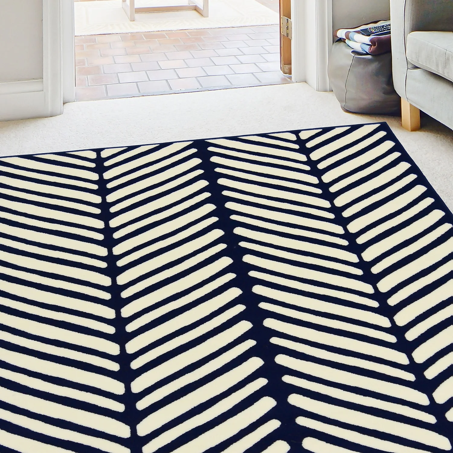 Herringbone Rug - Navy - 160x230cm 2 Herringbone Rug - Navy - 160x230cm - Image 2