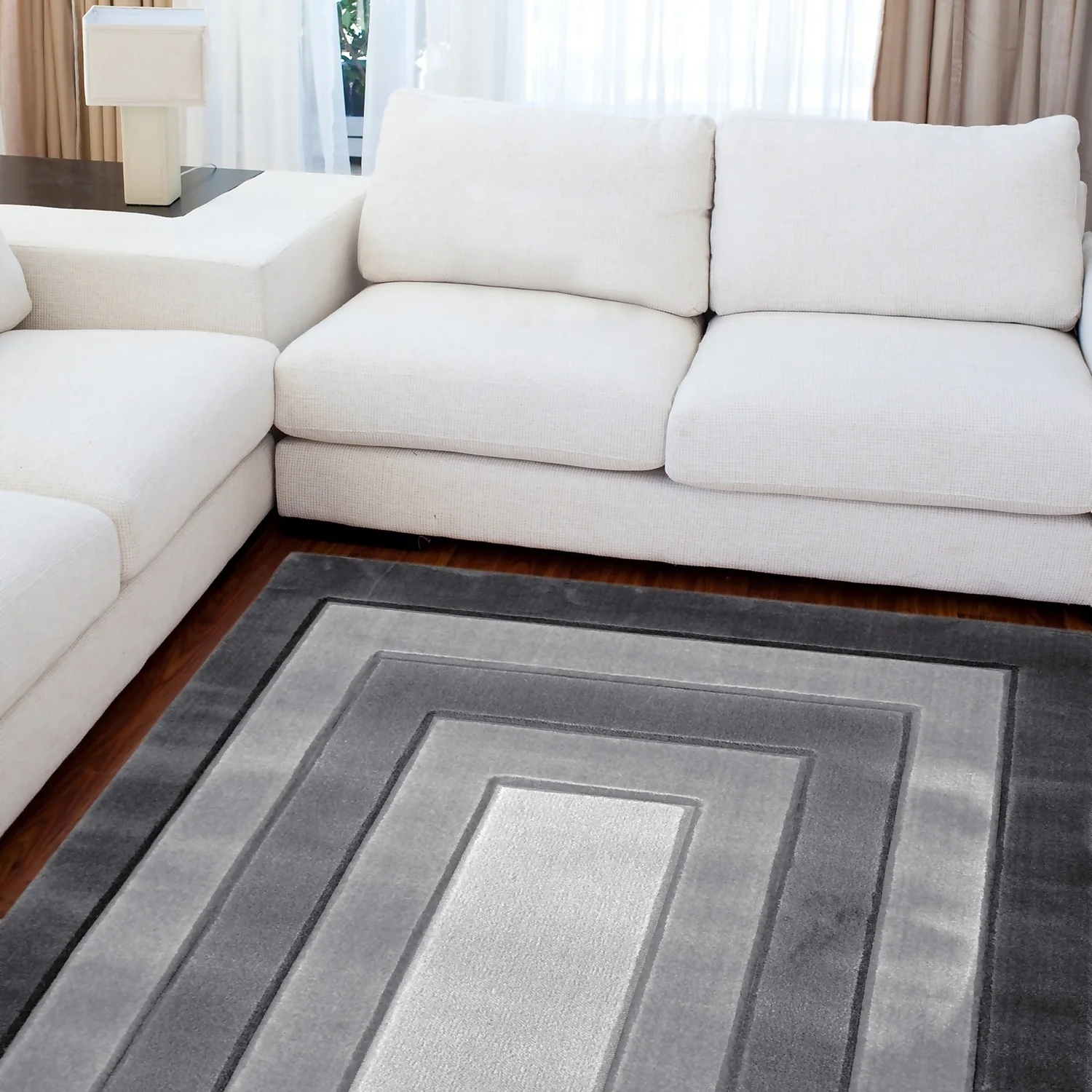 Daytona Border Rug - Grey - 120x170cm 2 Daytona Border Rug - Grey - 120x170cm - Image 2