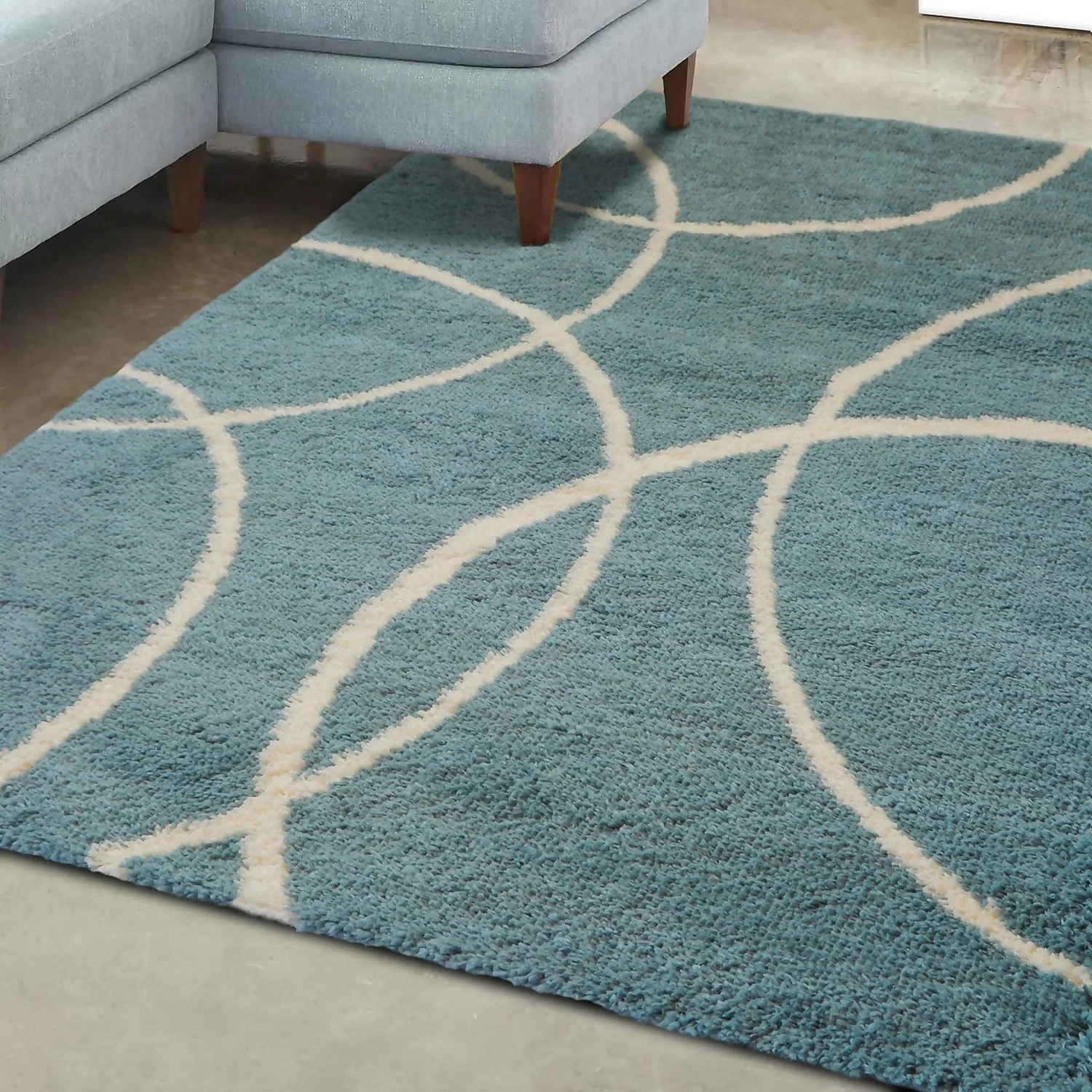 Snug Bubbles Rug - Blue & Ivory - 120x170cm 2 Snug Bubbles Rug - Blue & Ivory - 120x170cm - Image 2