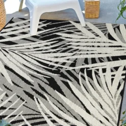 County Leaf Indoor/Outdoor Rug - Black - 160x230cm -Curver Shop 14016050 7115006085548301