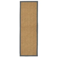 Herringbone Runner With Border - Grey - 60x180cm