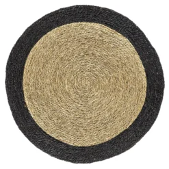 Zanzibar Circle Rug With Border - Anthracite - 122cm