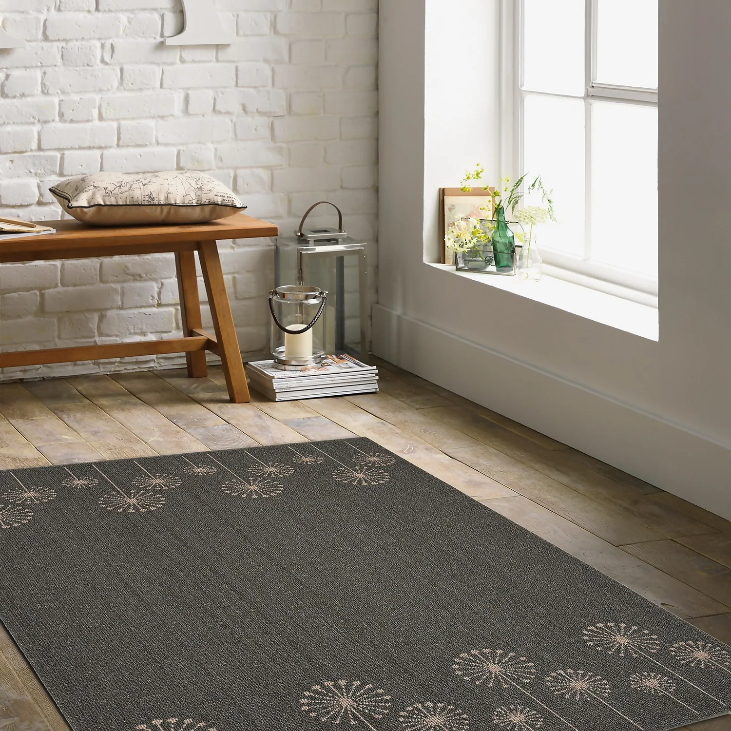 Geneva Washable Rug - Lead & Sand - 80x140cm 2 Geneva Washable Rug - Lead & Sand - 80x140cm - Image 2
